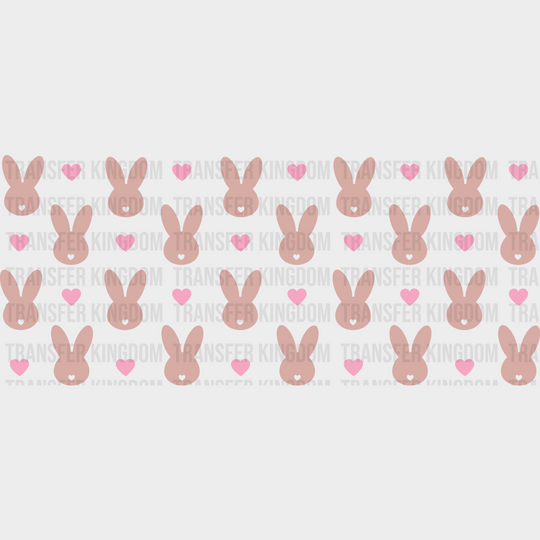 Bunnies And Pink Hearts - Easter Cup Wrap Uv Sticker Permanent Dtf Decal