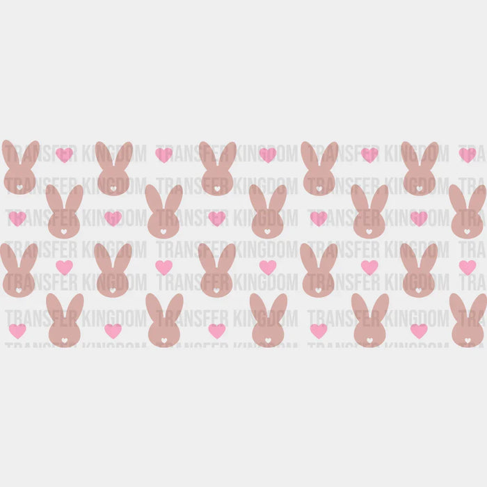 Bunnies And Pink Hearts - Easter Cup Wrap UV Sticker Permanent UV DTF Decal