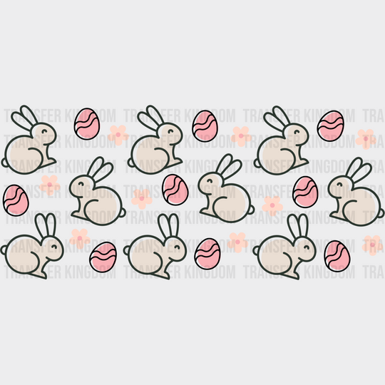 Bunnies Flowers And Eggs - Easter Cup Wrap Uv Sticker Permanent Dtf Decal