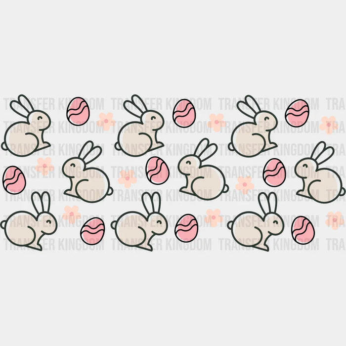 Bunnies Flowers And Eggs - Easter Cup Wrap UV Sticker Permanent UV DTF Decal