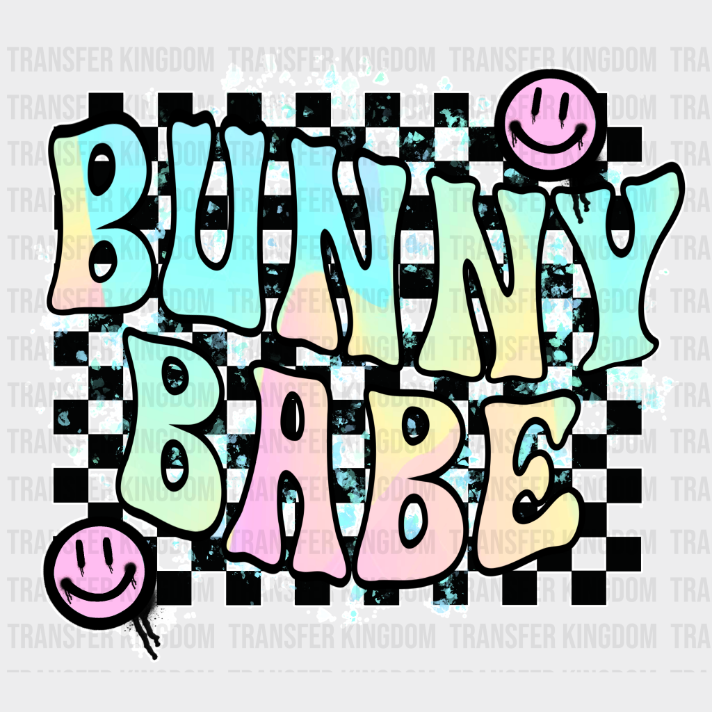 Bunny Babe Smiley - Easter Dtf Heat Transfer Unisex S & M (10’) / Light Color Design (See Imaging)