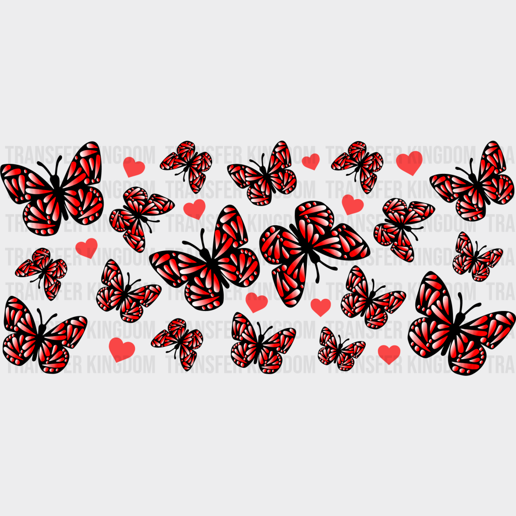 Butterflies And Hearts Uv Dtf Transfer Cup Wrap Sticker