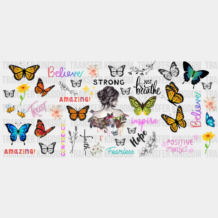 Butterflies - Mental Health Cup Wrap UV Sticker Permanent UV DTF Decal