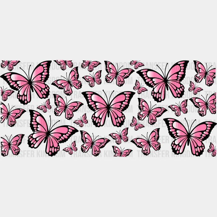 Pink Butterflies - UV DTF Transfer Cup Wrap UV DTF Sticker