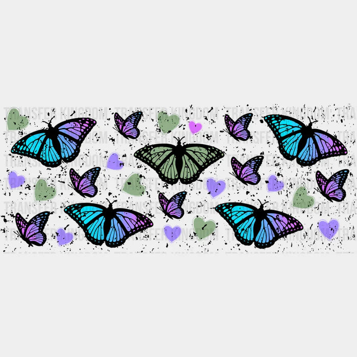 Purple Green Blue Butterflies - UV DTF Transfer Cup Wrap UV DTF Sticker