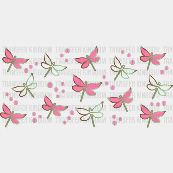 Pink And White Butterflies - UV DTF Transfer Cup Wrap UV DTF Sticker