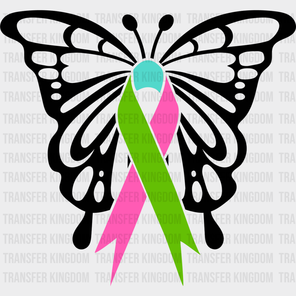 Butterfly Ribbon Design - Metastatic Breast Cancer Dtf Transfer Unisex S & M (10’’) / Dark