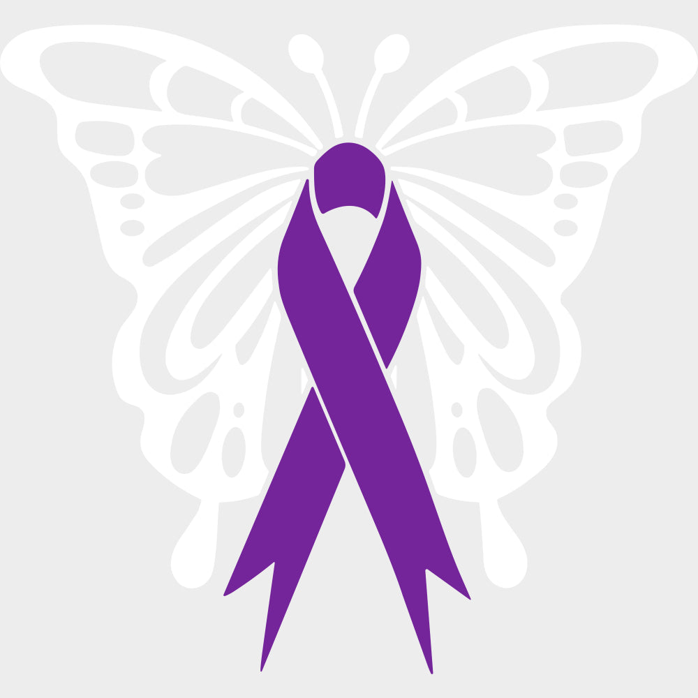 Butterfly & Ribbon - Hodgkin’s Lymphoma Cancer DTF Transfers - Adult Unisex - S & M (10’’) / Light Color Design (See