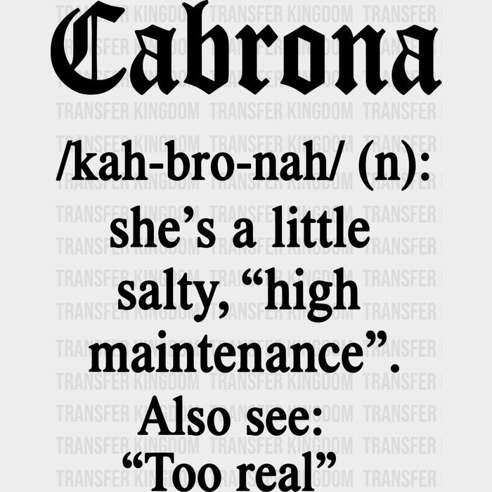 Cabrona Definition - Hispanic Heritage Month DTF Transfers