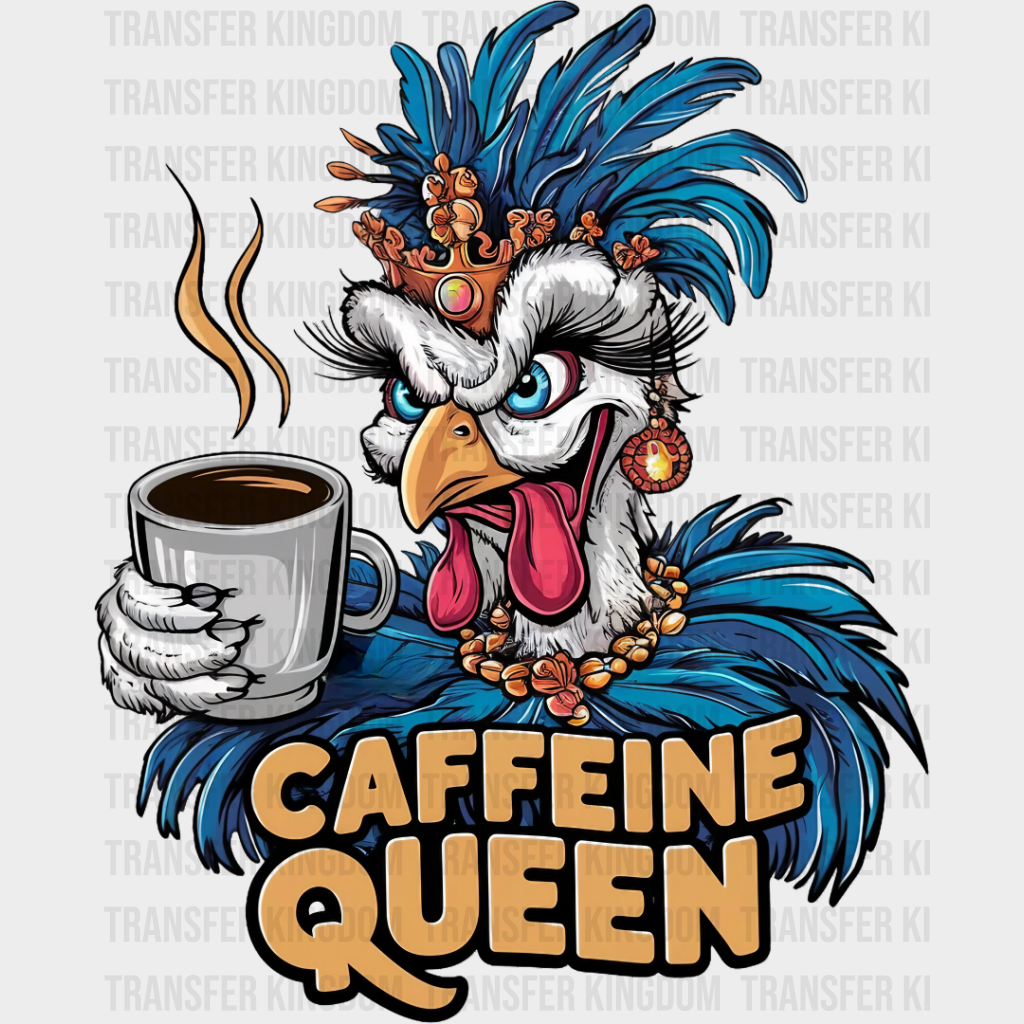 Caffeine Queen Bird Design - Coffee Dtf Transfer Unisex S & M (10’’) / Dark Color See Imaging