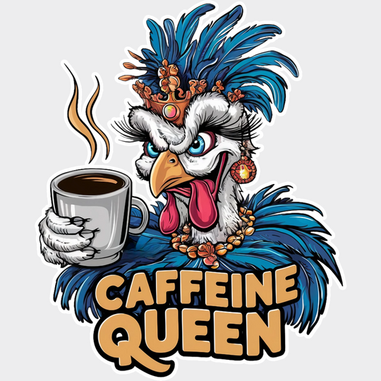 Caffeine Queen Bird Design - Coffee Dtf Transfer Unisex S & M (10’’) / Light Color See Imaging