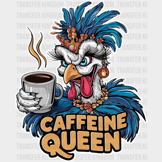 Caffeine Queen Bird Design - Coffee Dtf Transfer Unisex S & M (10’’) / Light Color See Imaging