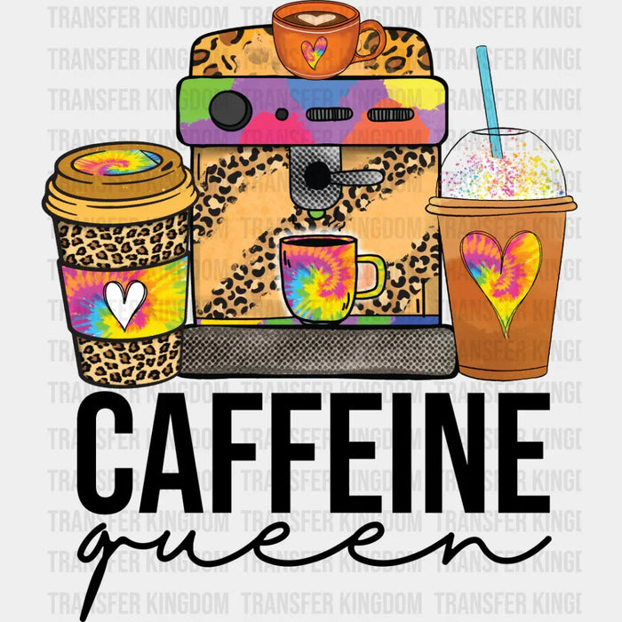 Caffeine Queen Leopard Print Design - Coffee Iron On DTF Transfer