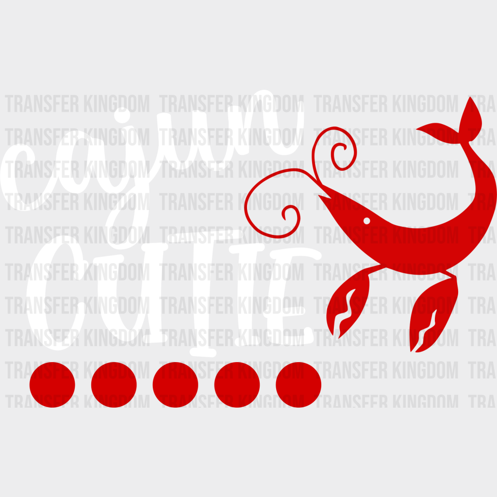 Cajun Cutie Crawfish Design - Iron On Dtf Transfer Unisex S & M (10’’) / Light Color See Imaging