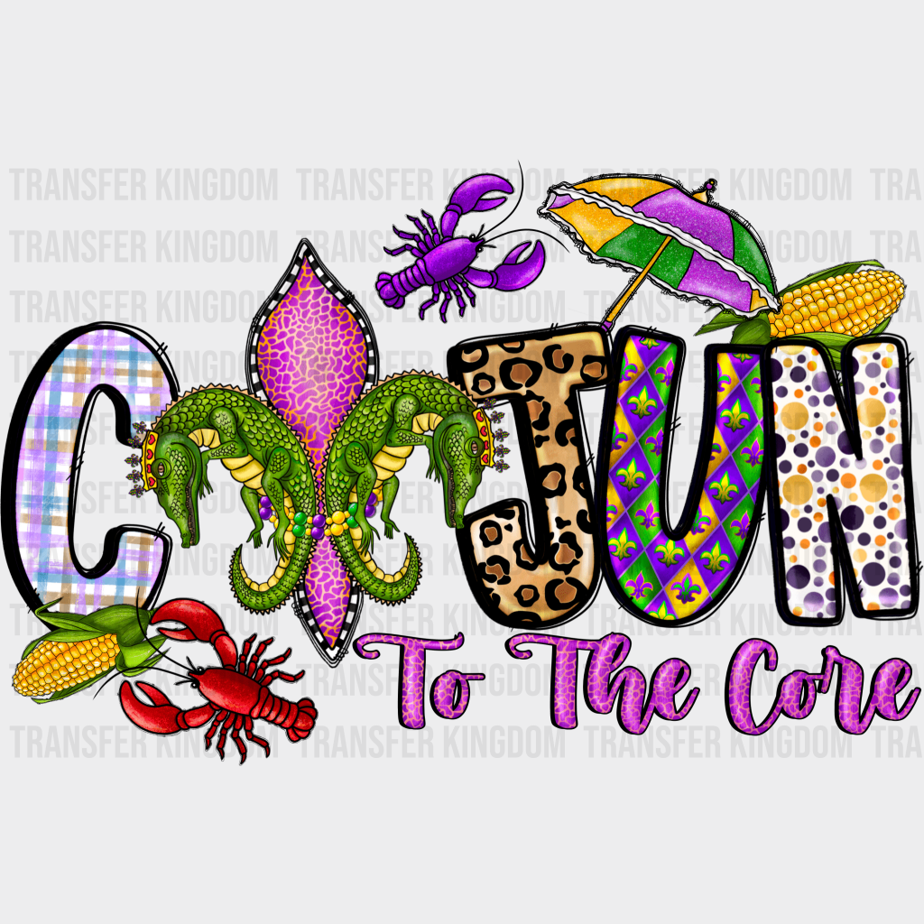 Cajun To The Core Mardi Gras Design- Dtf Heat Transfer