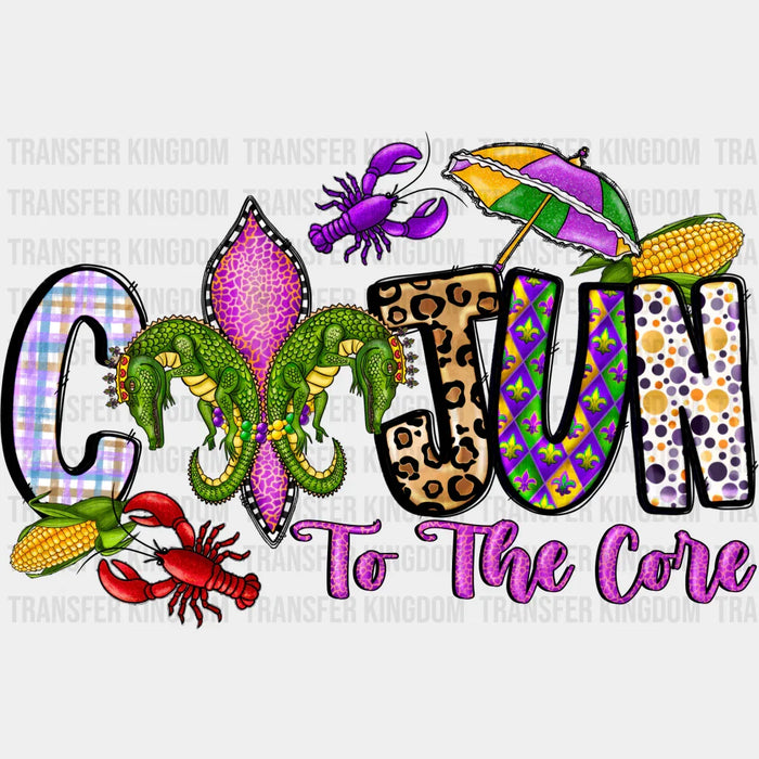 Cajun To The Core Mardi Gras Design- Mardi Gras DTF heat transfer