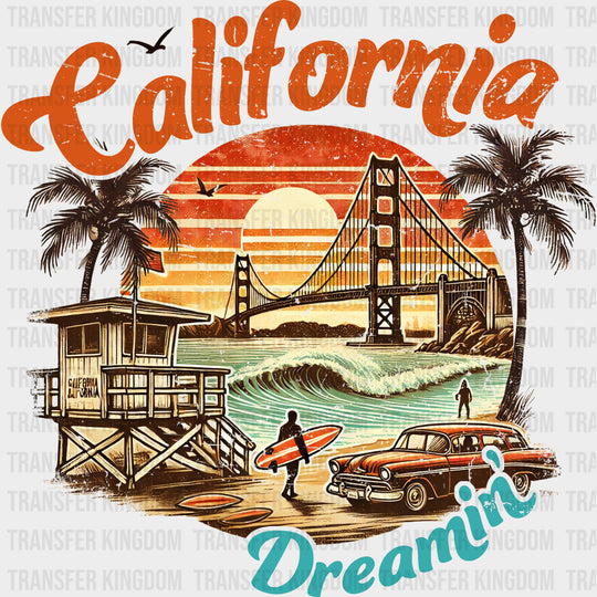 California Dreamin' - Surfing DTF Transfers transfer-kingdom Dark Color Design (See Imaging)