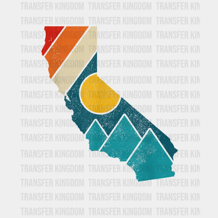California State Map Vintage Mountains Design - DTF heat transfer