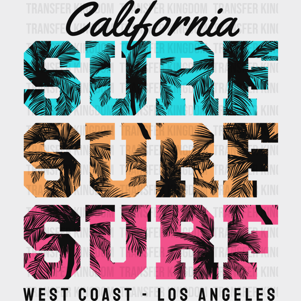 California Surf West Coast - Surfing Dtf Heat Transfer