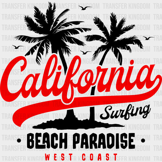 California Surfing, Beach Paradise - Surfing DTF Transfers transfer-kingdom Dark Color Design (See Imaging)