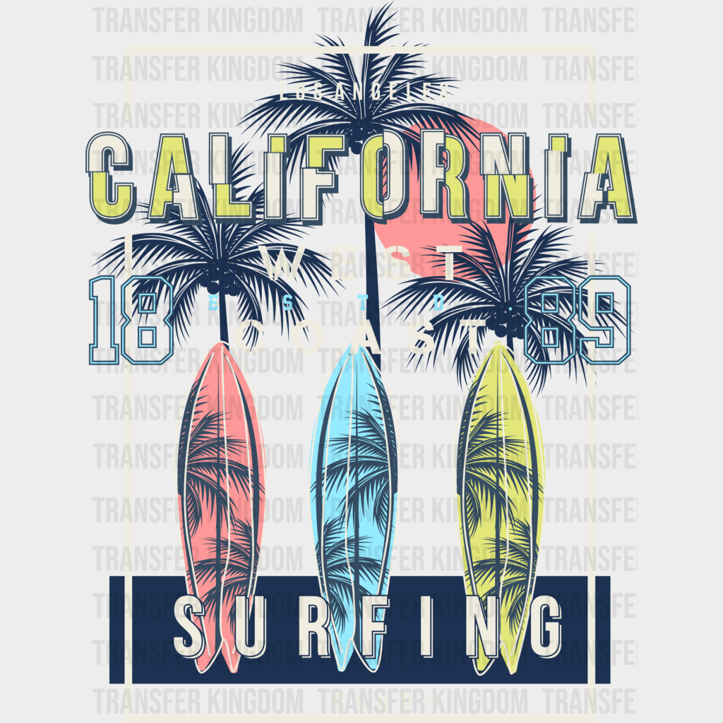 California West Coast Surfing - Dtf Heat Transfer