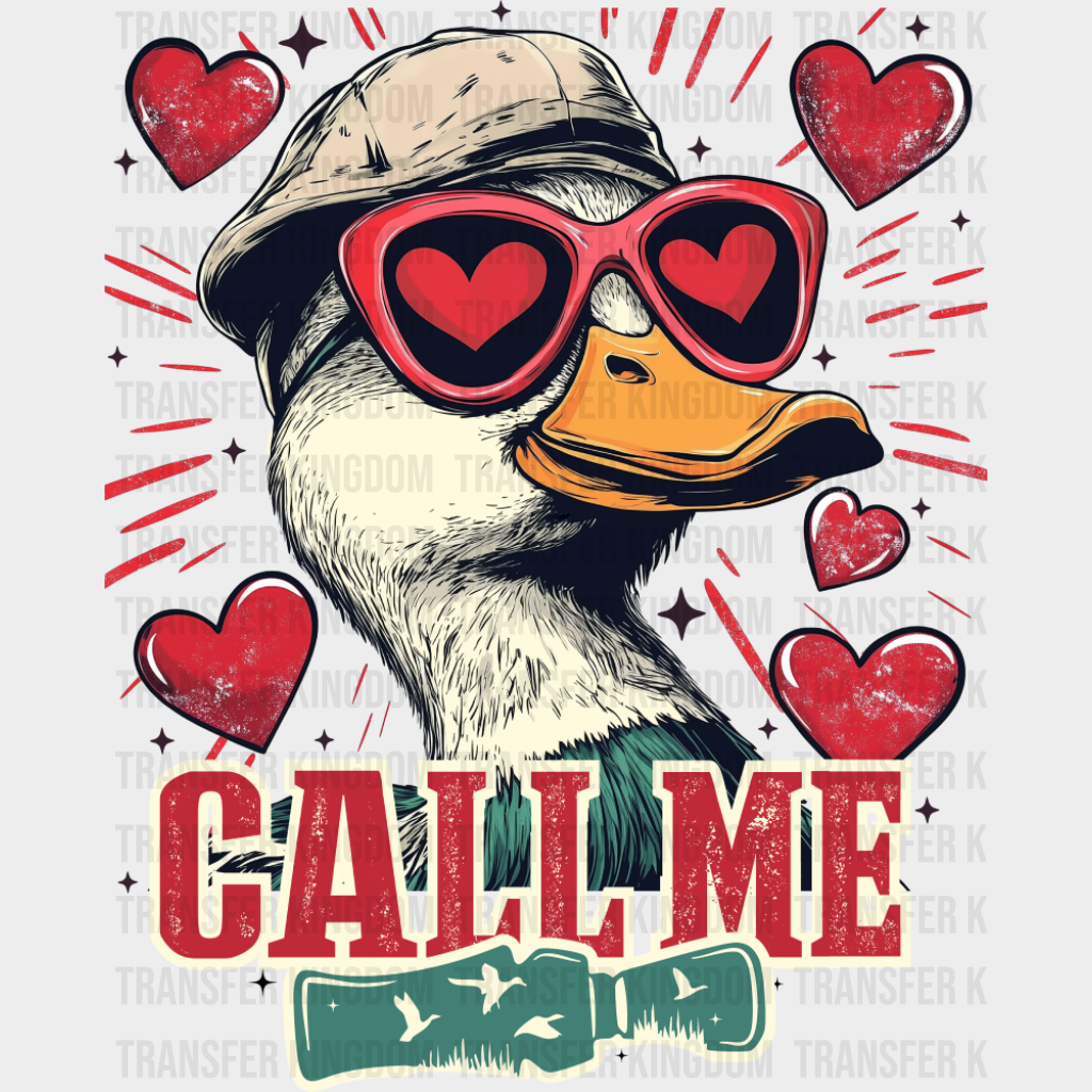 Call Me Sunglasses Duck Hearts - Valentine’s Day DTF Transfer