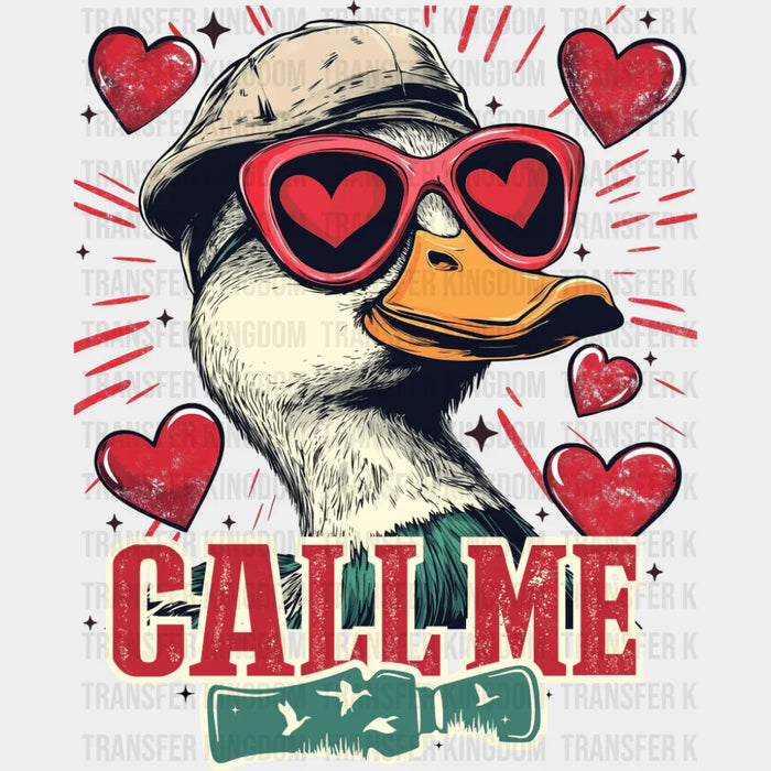 Call Me Sunglasses Duck Hearts - Valentine's Day DTF Transfer