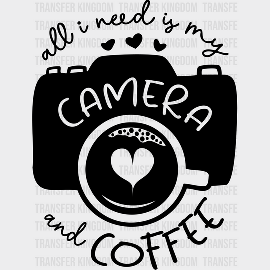 Camera And Coffee - Photography Dtf Heat Transfer Unisex S & M (10’’) / Dark Color Design See