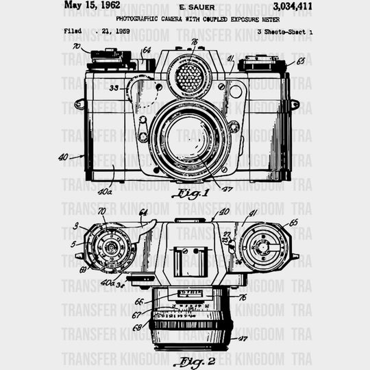 Camera Blueprint - Photography DTF Transfers Adult Unisex - S & M (10’’) / Dark Color Design (See Imaging)