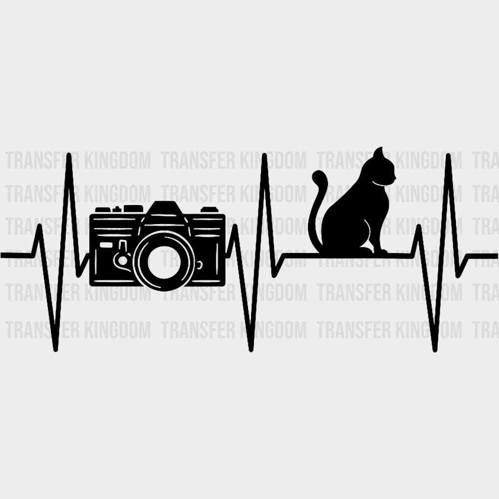 Camera & Cat Heartbeat - Photography DTF Transfers Adult Unisex - S & M (10’’) / Dark Color Design (See Imaging)