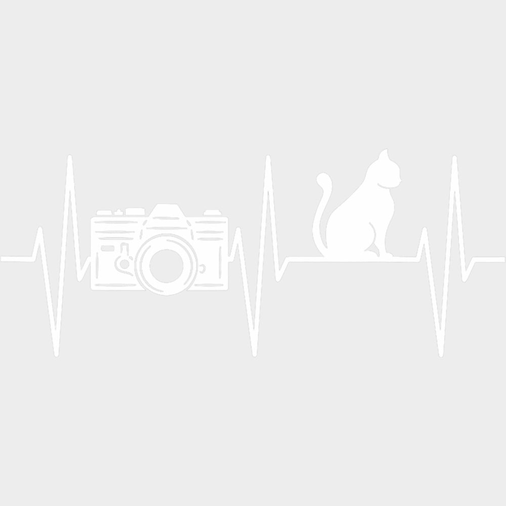 Camera & Cat Heartbeat - Photography DTF Transfers Adult Unisex - S & M (10’’) / Light Color Design (See Imaging)