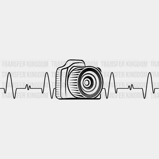 Camera & ECG Line Design - Photography DTF Transfers Adult Unisex - S & M (10’’) / Dark Color Design (See Imaging)