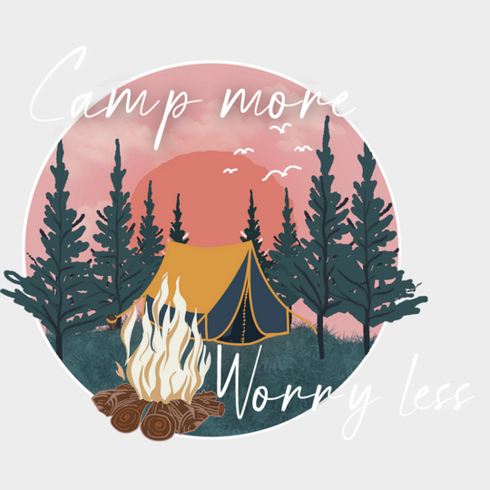 Camp More Worry Less - Camping DTF Transfer Adult Unisex - S & M (10’’) / Light Color Design (See Imaging)