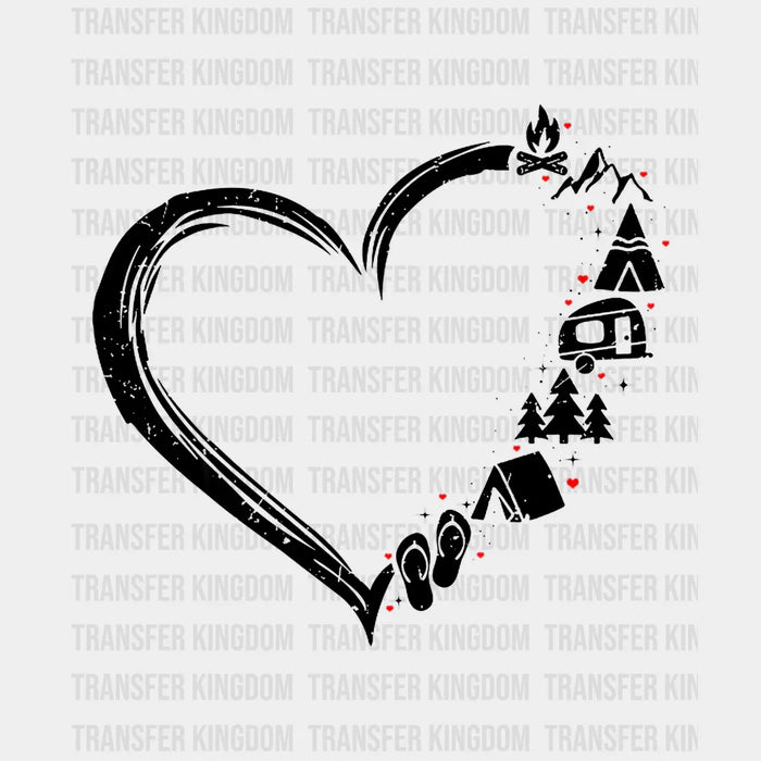 Camping And Hiking Lover Heart Design - DTF heat transfer