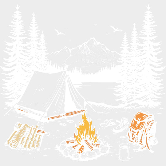 Camping Illustration - Camping DTF Transfers - Adult Unisex - S & M (10’’) / Light Color Design (See Imaging)