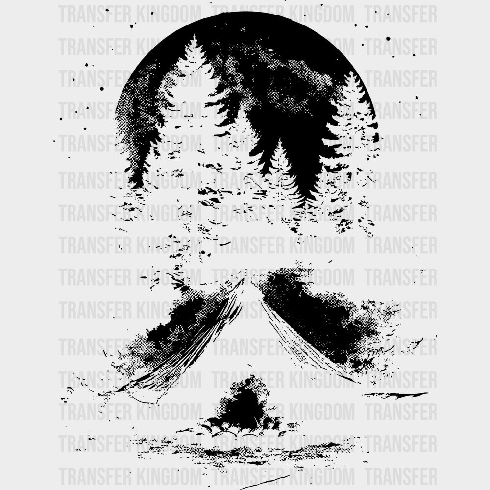 Camping In The Moonlight - Camping DTF Transfers - Adult Unisex - S & M (10’’) / Dark Color Design (See Imaging)