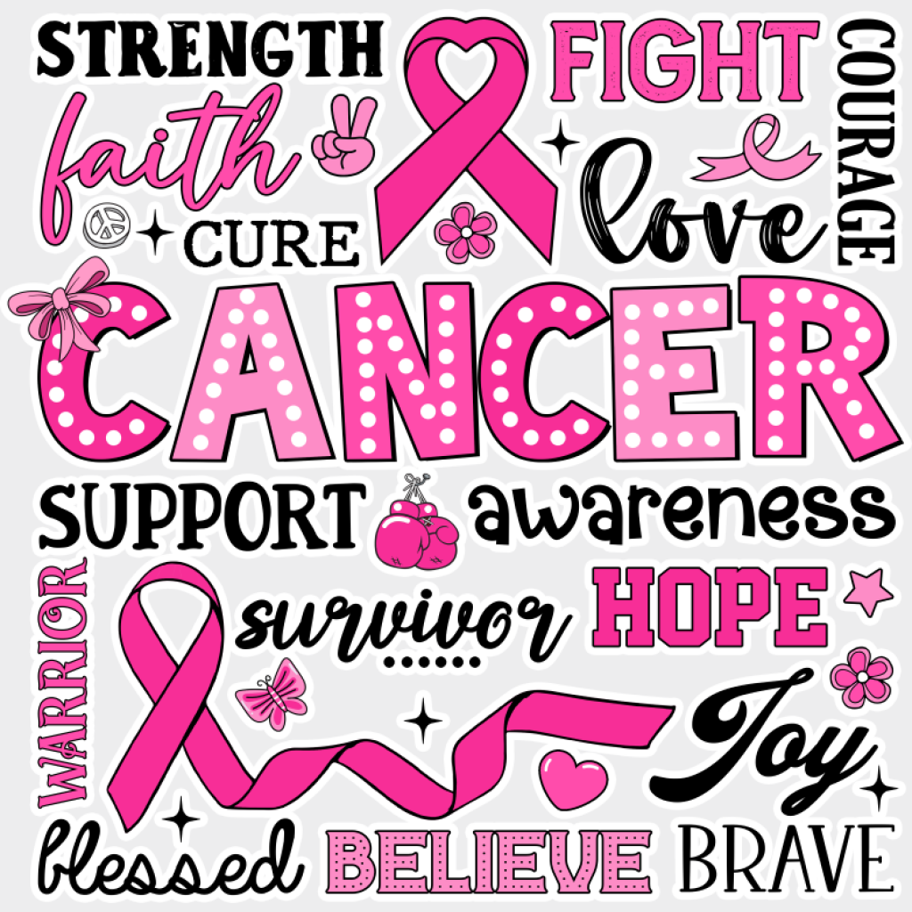 Cancer Awareness Support - Cancer DTF Transfer Unisex - S & M (10’’) Light Color Design (See Imaging)