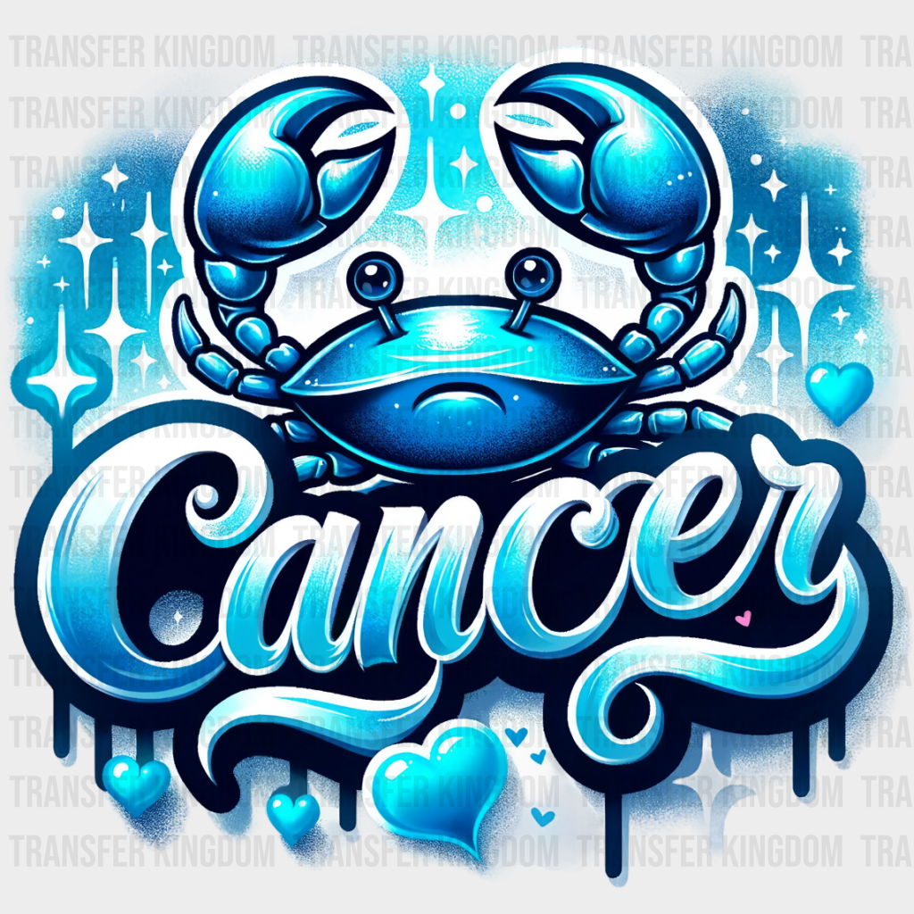 Cancer Blue And Pink - Zodiacs & Horoscopes Dtf Transfer Unisex S M (10’’) / Color Design See