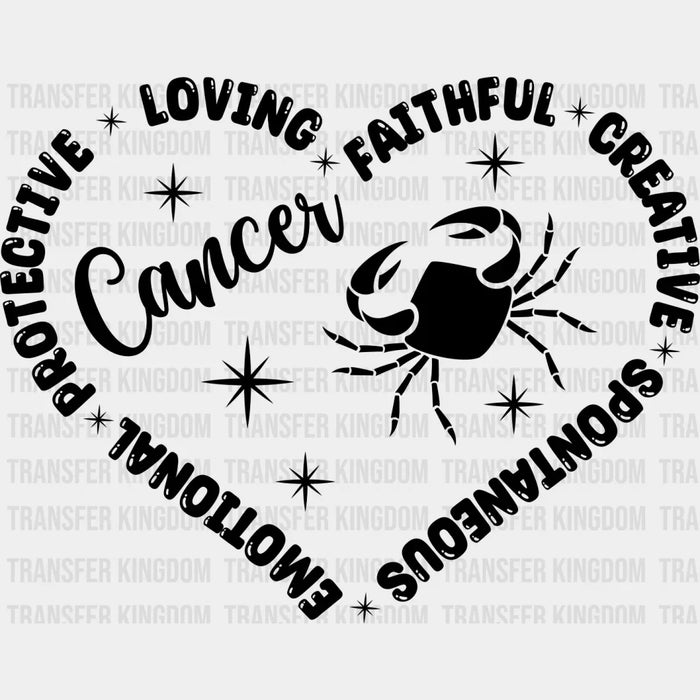 Cancer Heart Design - Zodiac & Horoscopes DTF heat transfer