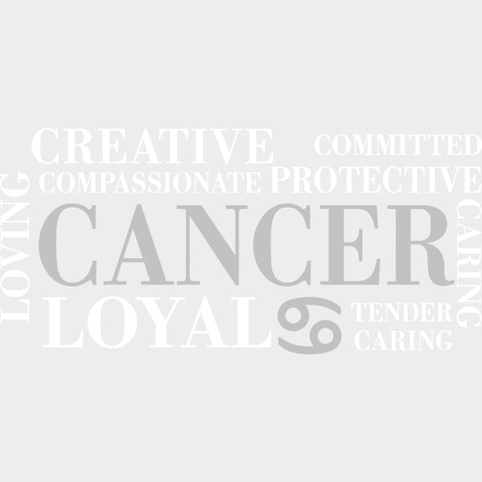 Cancer Qualities Gray Horizontal - Zodiacs & Horoscopes DTF Transfers - Adult Unisex - S & M (10’’) / Light Color