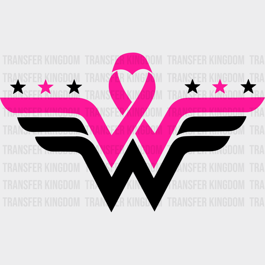 Cancer Ribbon Wonder Women Transfer Warrior Breast Fighter Awareness Strong Unisex - S & M ( 10 ) /
