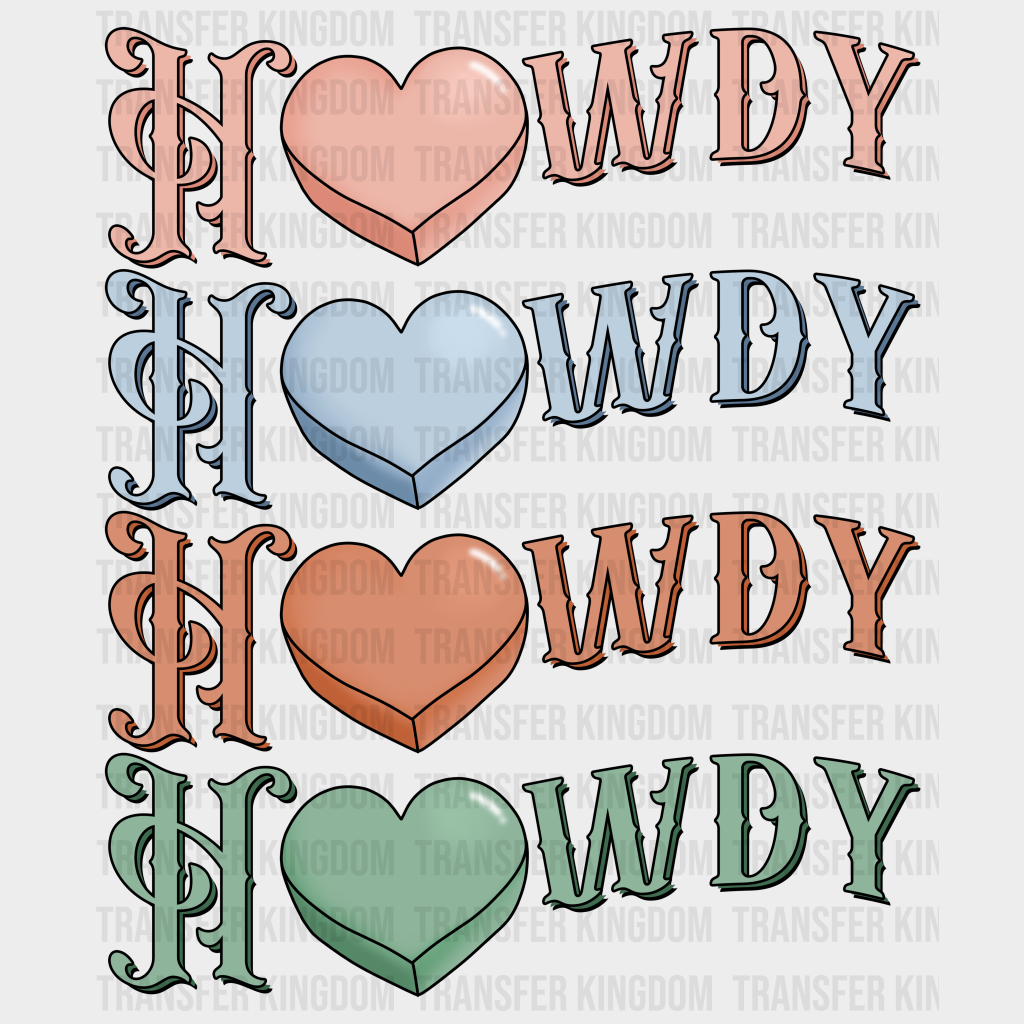 CANDY HEART HOWDY - DTF heat transfer - transfer-kingdom