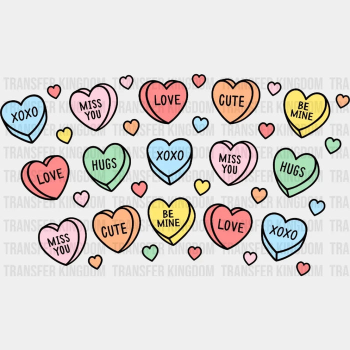 Candy Hearts Cute Conversation Hearts Design - DTF heat transfer