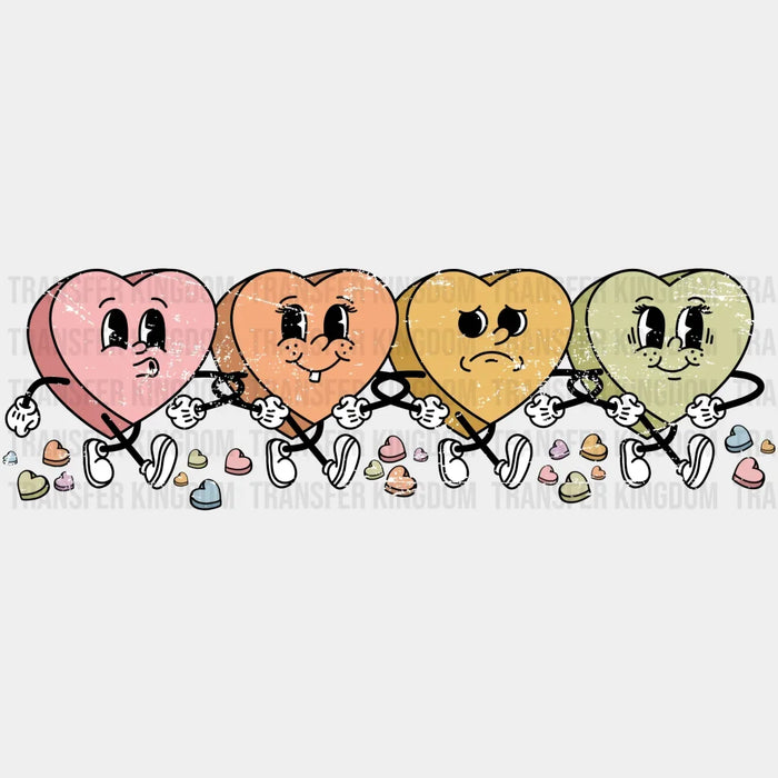 Candy Hearts Distressed Valentine's Day Design - DTF heat transfer