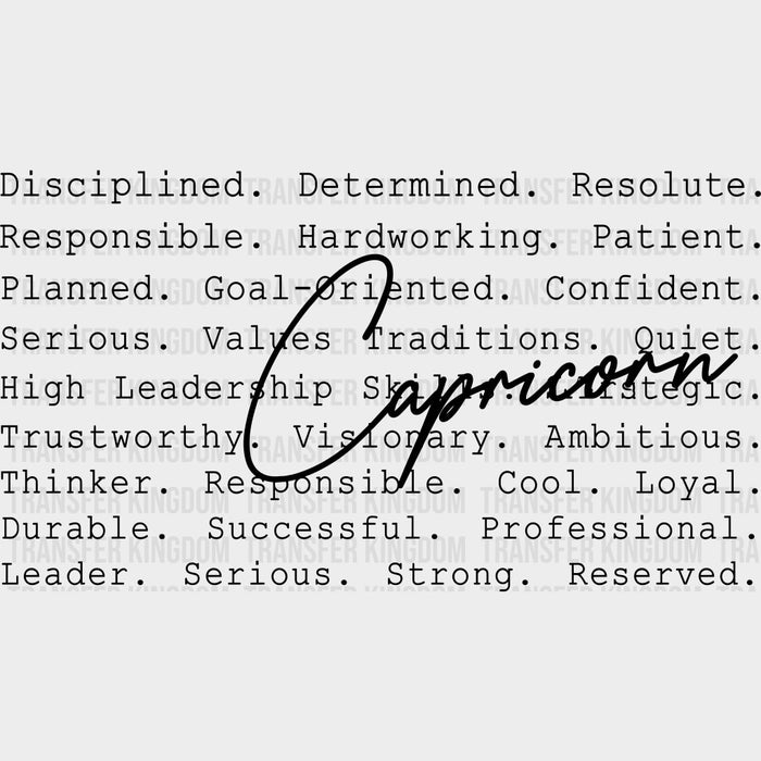 Capricorn B&W - Zodiacs & Horoscopes DTF Transfers