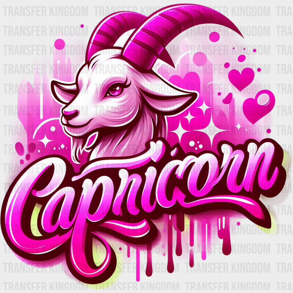 Capricorn Blue And Pink - Zodiacs & Horoscopes Dtf Transfer Unisex S M (10’’) / Color Design