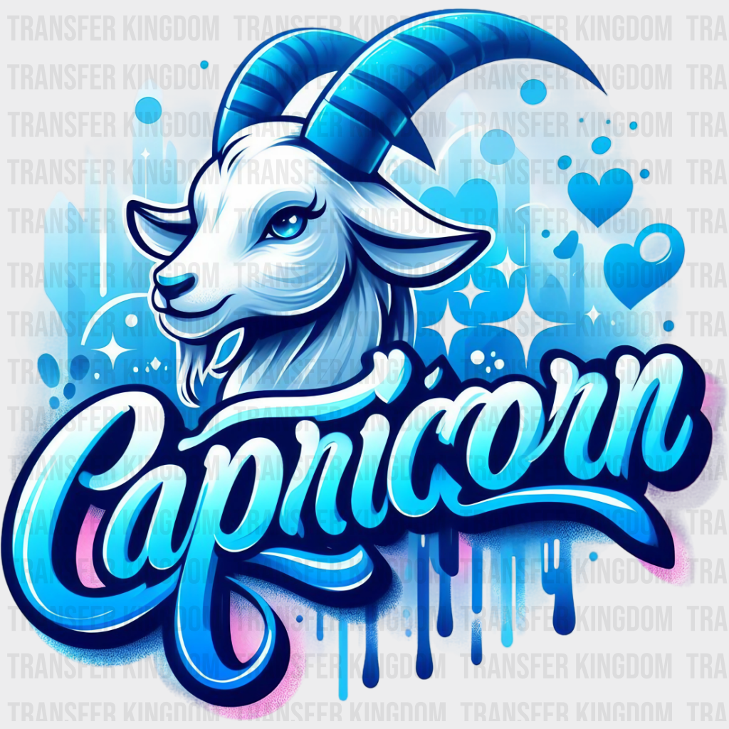 Capricorn Blue And Pink - Zodiacs & Horoscopes Dtf Transfer Unisex S M (10’’) / Color Design