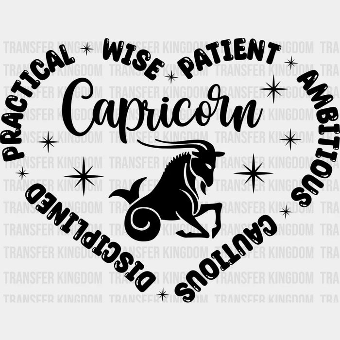 Capricorn Heart Design - Zodiac & Horoscopes DTF heat transfer