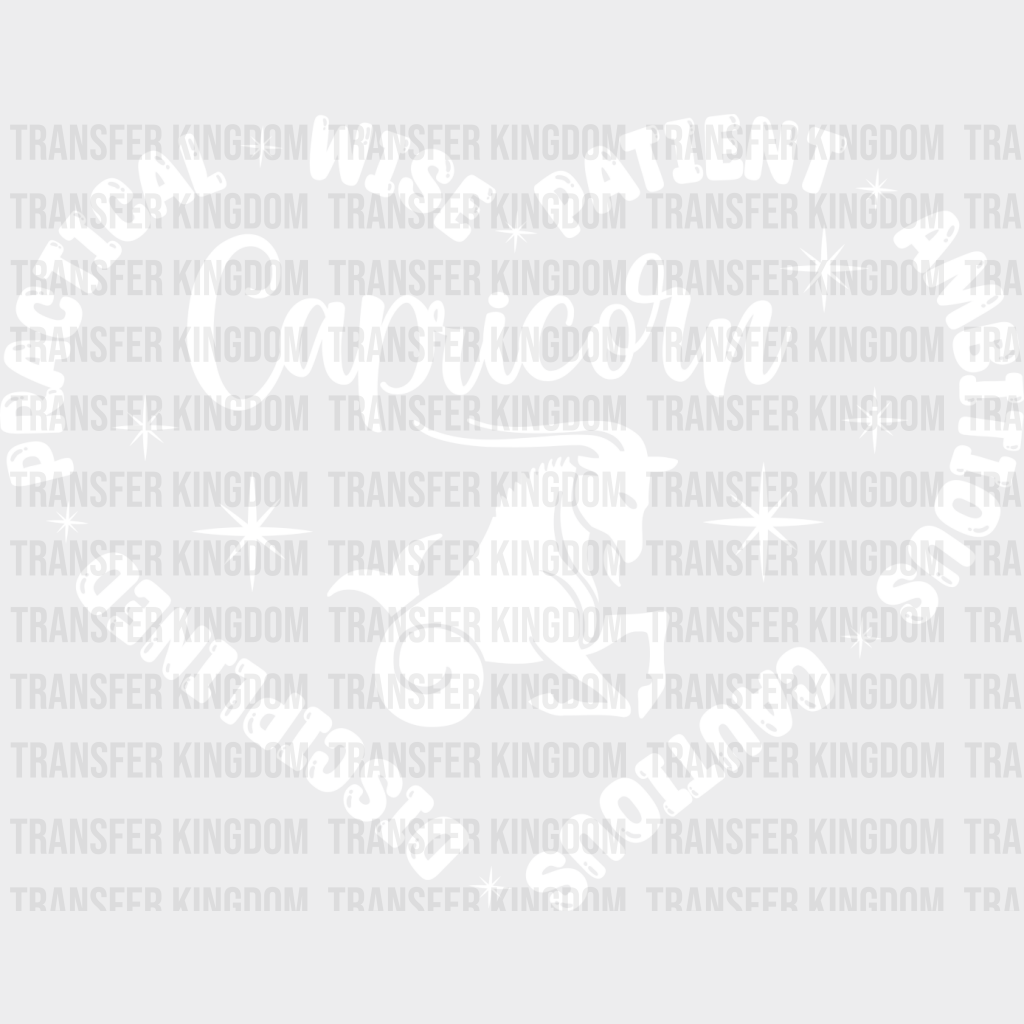 Capricorn Heart Design - Zodiac & Horoscopes Dtf Heat Transfer Unisex S M (10’’) / Light Color