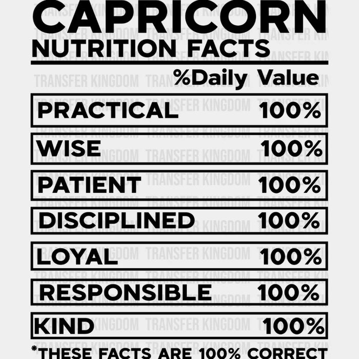 Capricorn Nutrition Facts - Zodiac & Horoscopes DTF heat transfer
